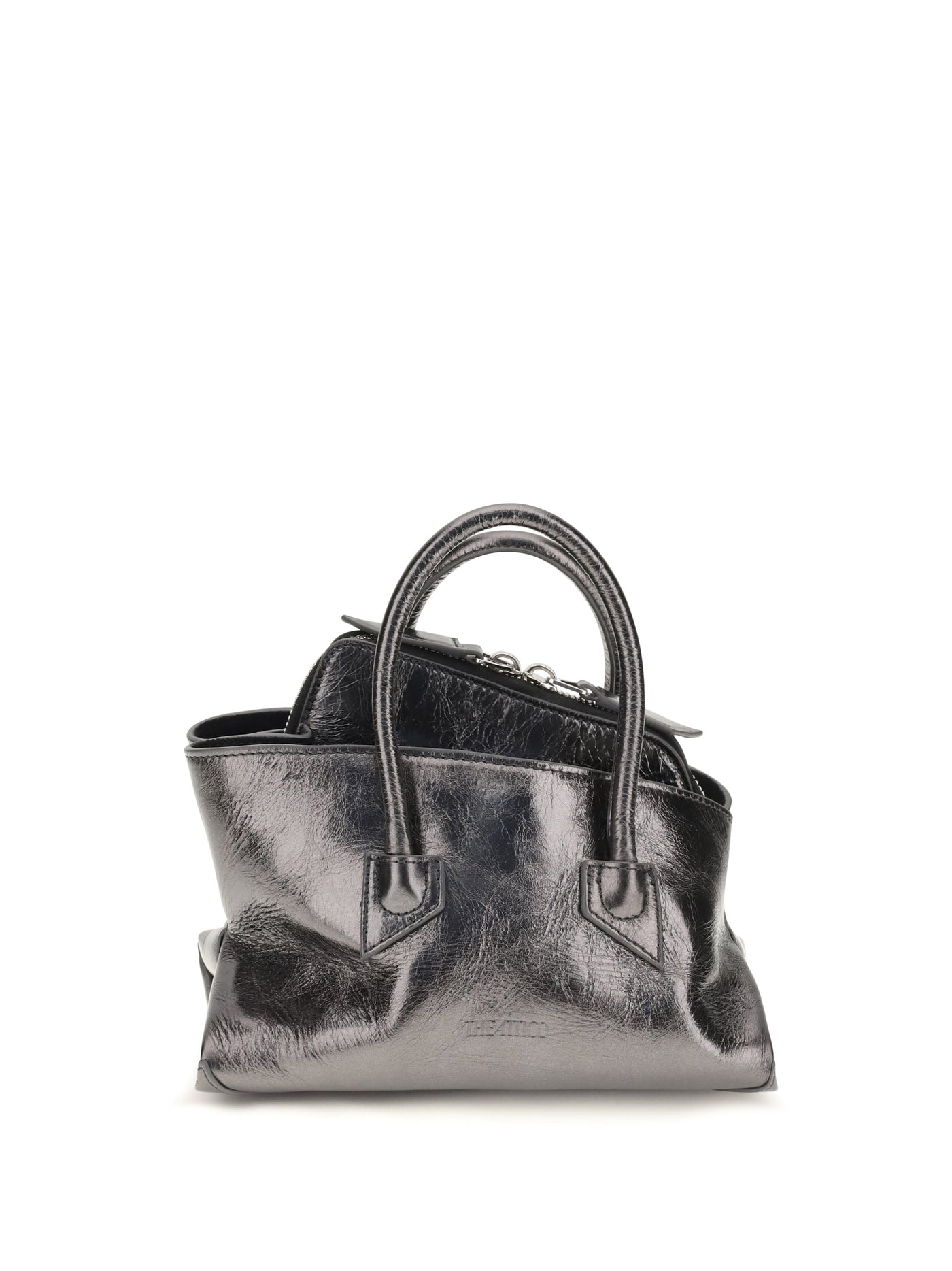 The Attico La Passeggiata Top Handle Bag — Gray Calf Leather