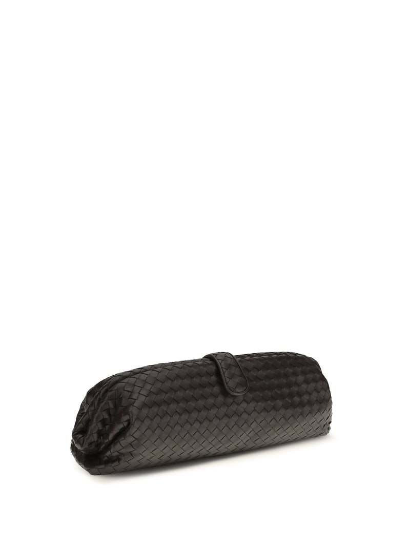 Bottega Veneta Intrecciato Weave Lamb Leather Clutch — Espresso