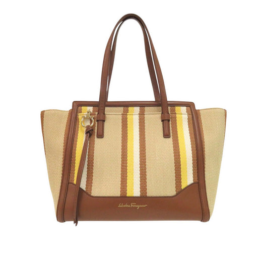 Medium Striped Canvas and Leather Amy Tote - Image 1