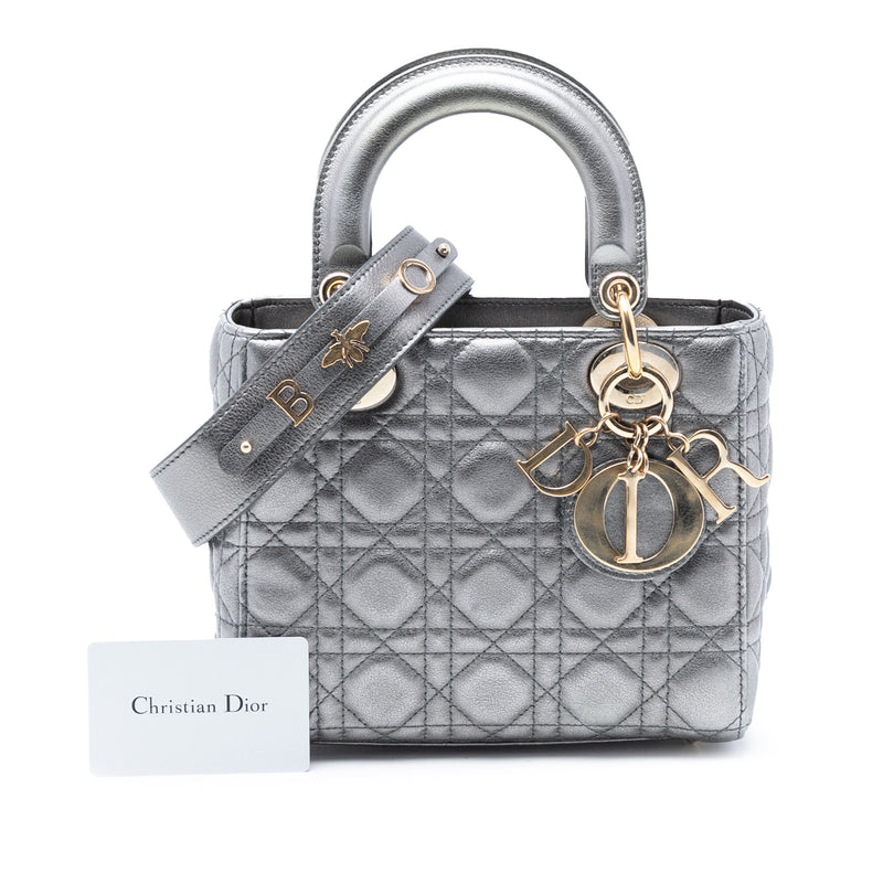 Small Metallic Lambskin Cannage My ABCDior Lady Dior - Image 8