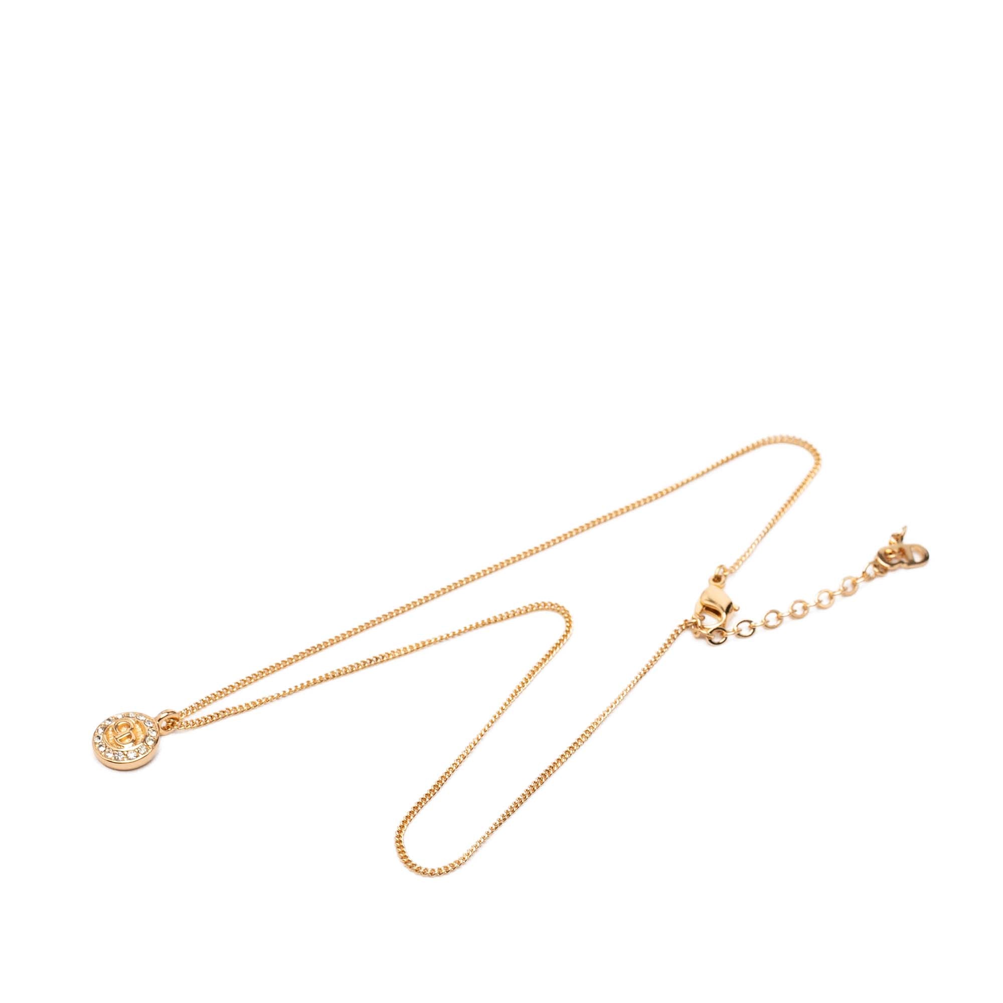 Gold Plated Strass CD Round Pendant Necklace - Image 5