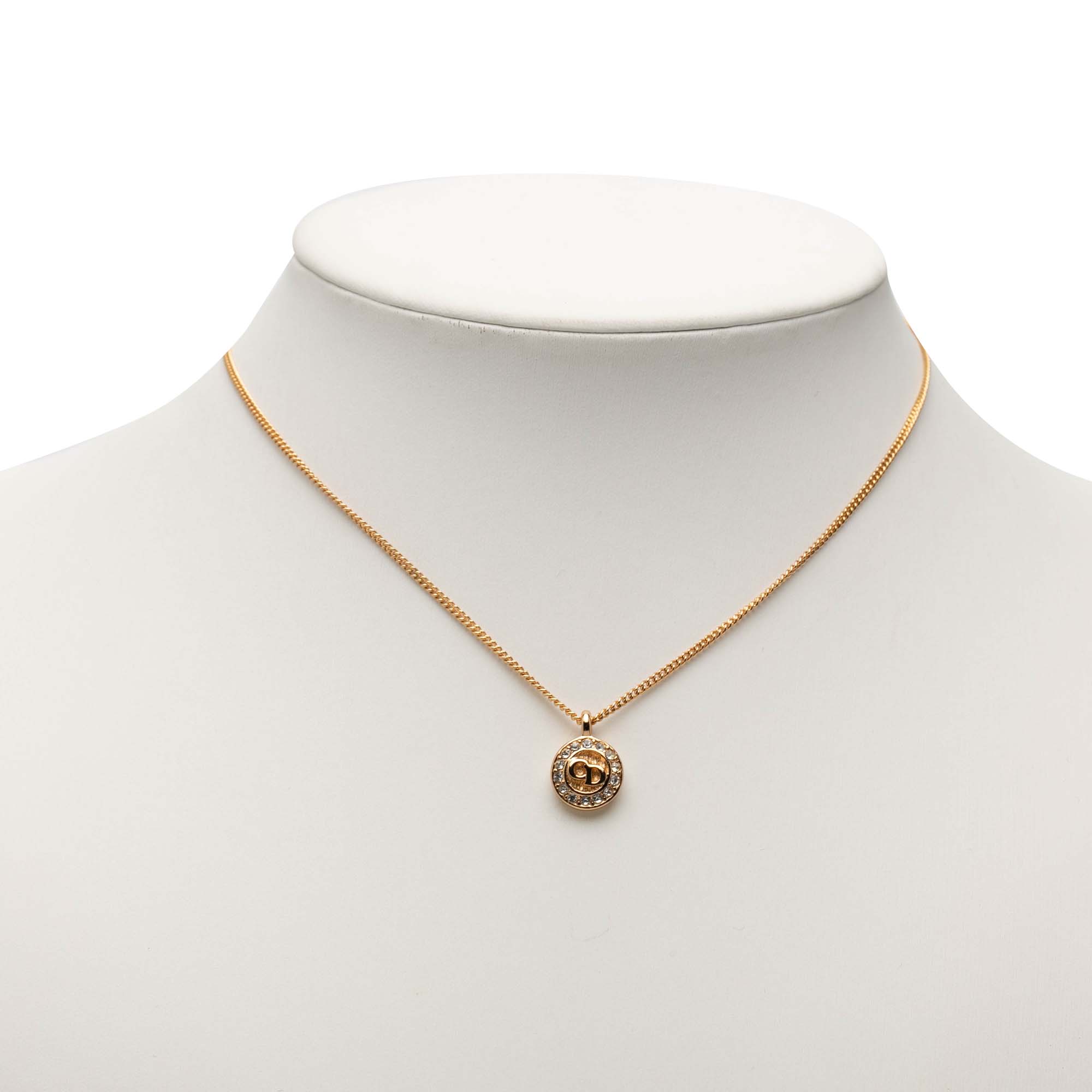 Gold Plated Strass CD Round Pendant Necklace - Image 6