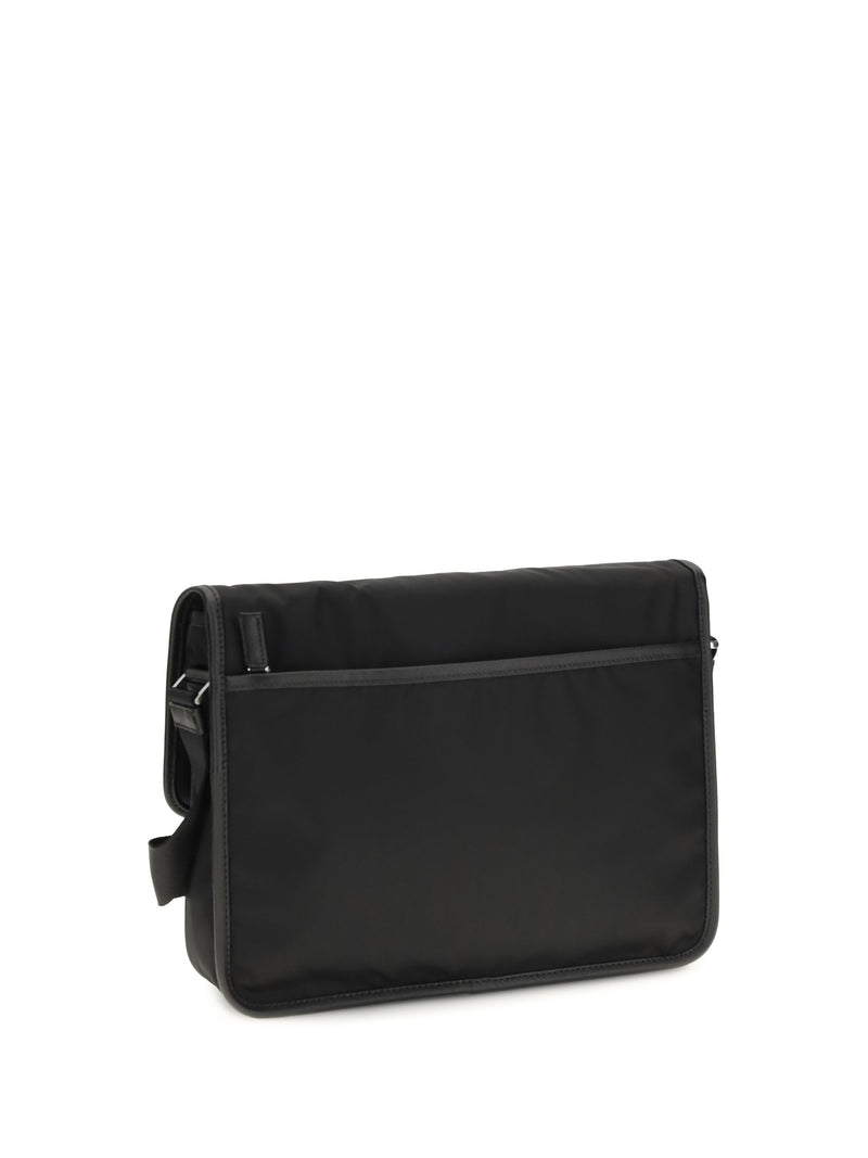 Prada Re-Nylon And Saffiano Shoulder Bag — Black Recycled Polyamide