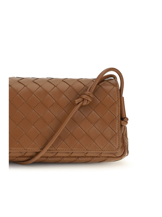 Bottega Veneta Intrecciato Shoulder Bag — Brown Lamb Leather