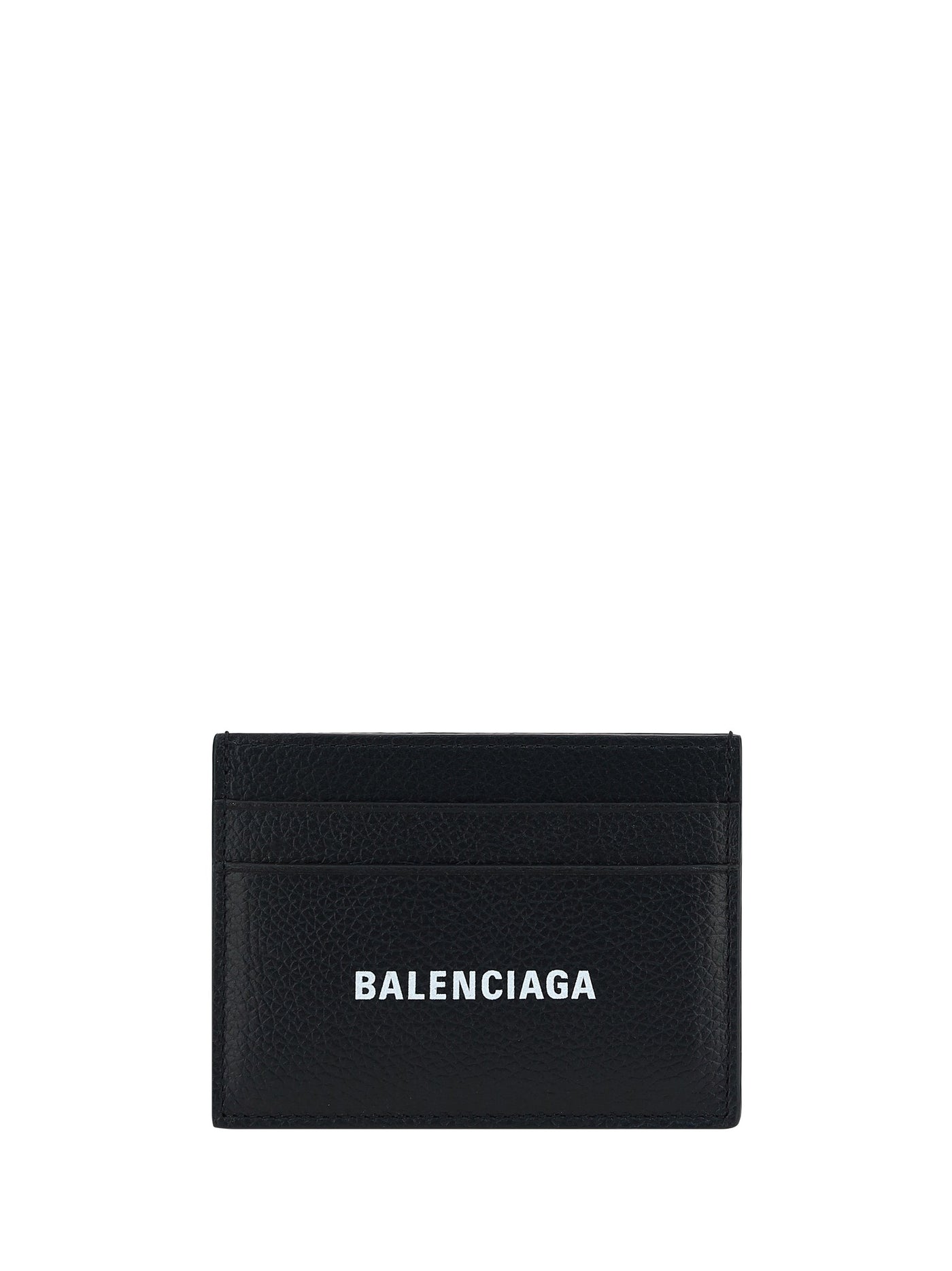 Balenciaga Logo Calfskin Card Case — Black Calf Leather Cases