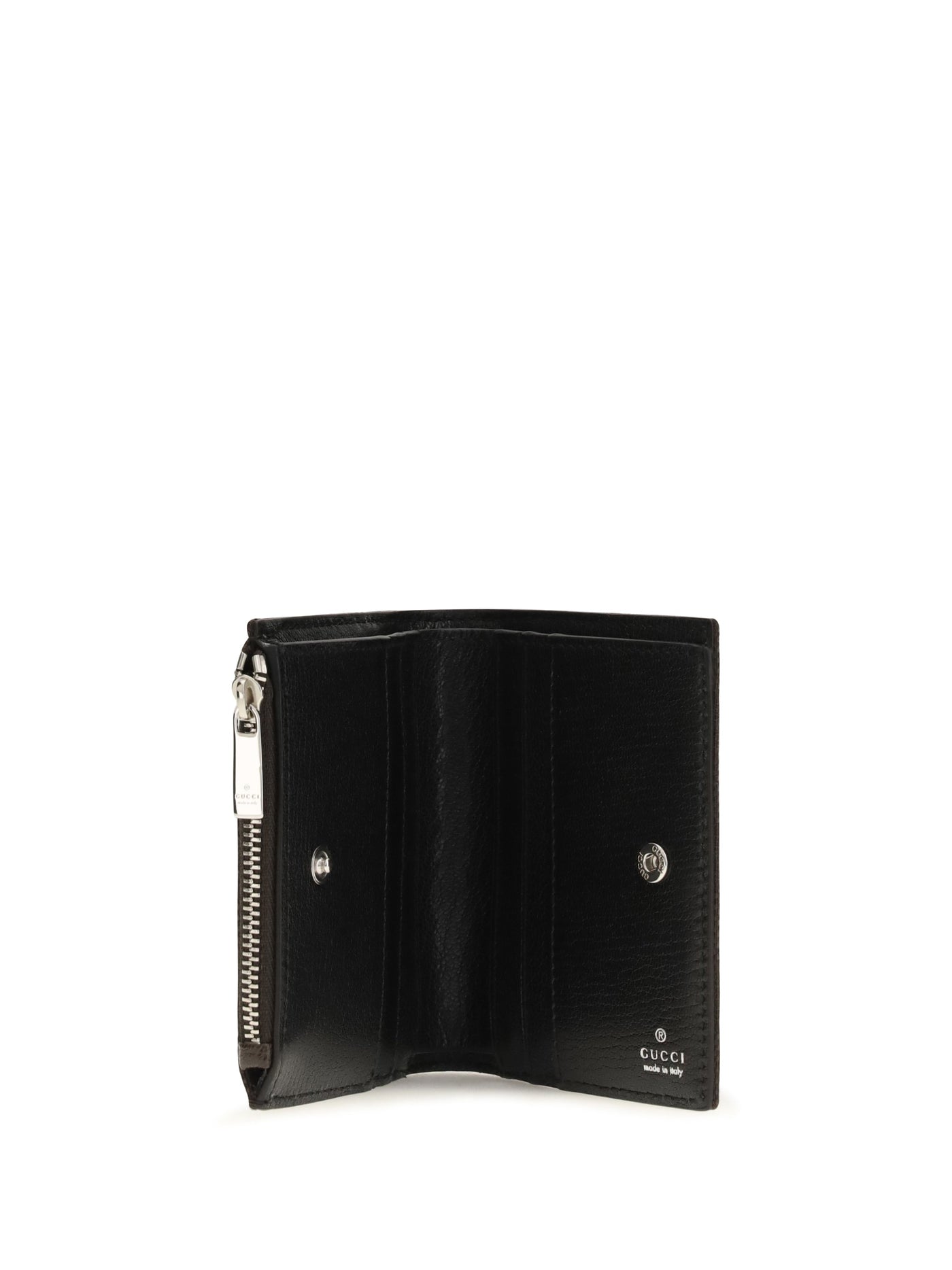 Gucci Gg Fabric With Plaque Wallet — Brown