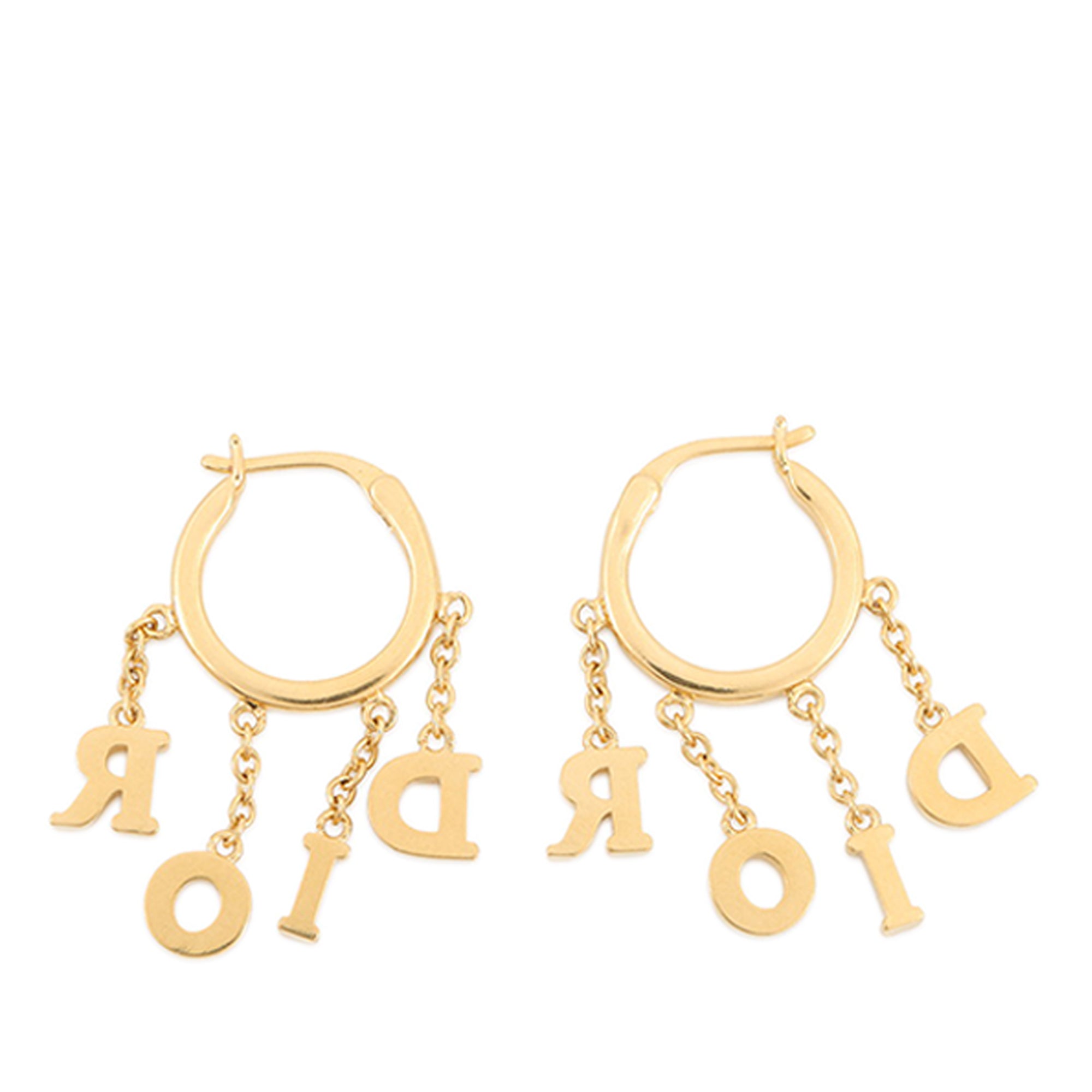 Dio(r)evolution Gold Plated Strass Drop Hoop Earrings - Image 2