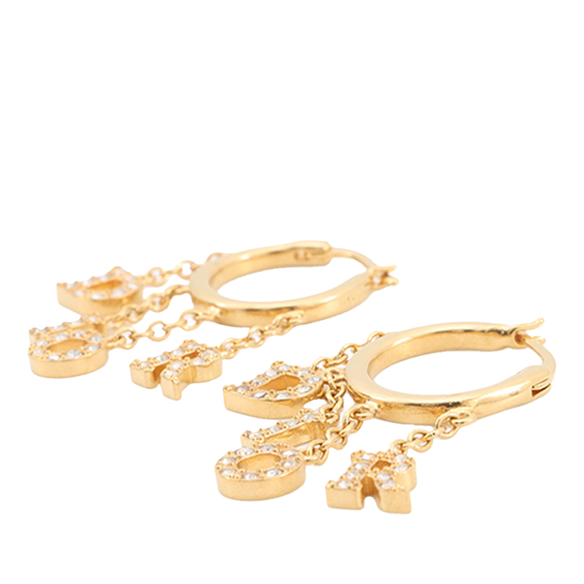 Dio(r)evolution Gold Plated Strass Drop Hoop Earrings - Image 3