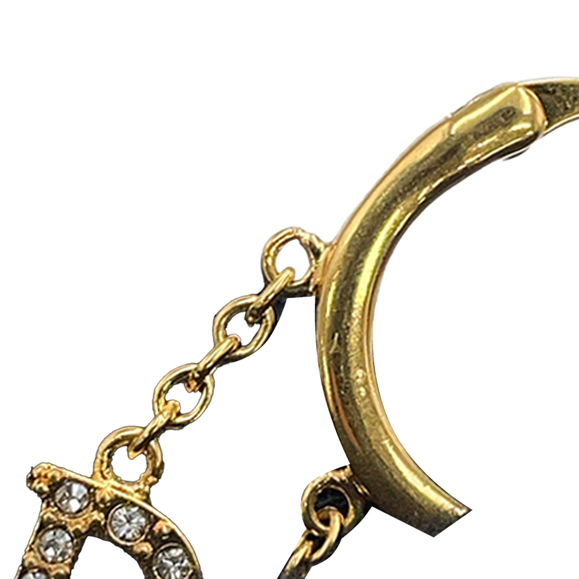 Dio(r)evolution Gold Plated Strass Drop Hoop Earrings - Image 6