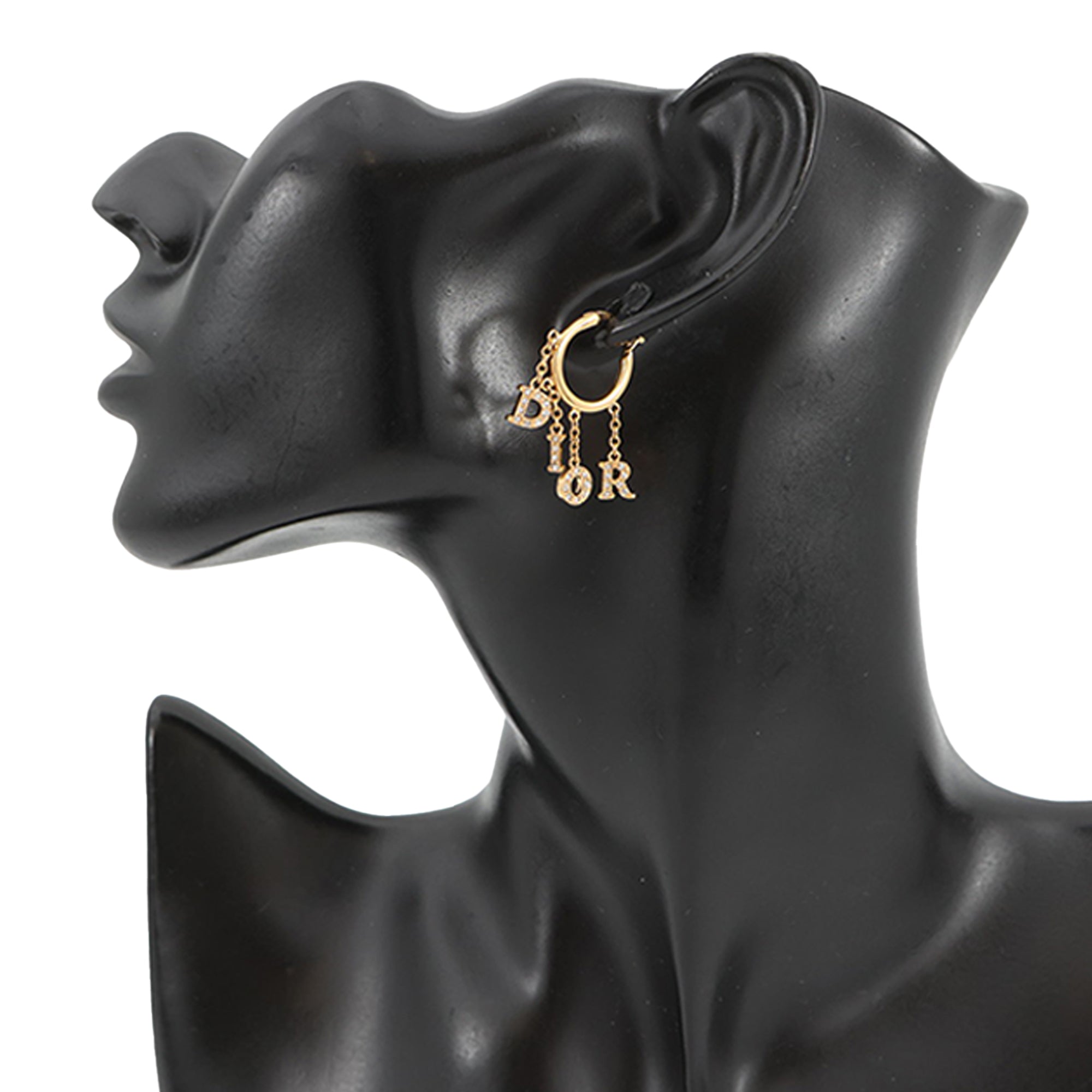 Dio(r)evolution Gold Plated Strass Drop Hoop Earrings - Image 8
