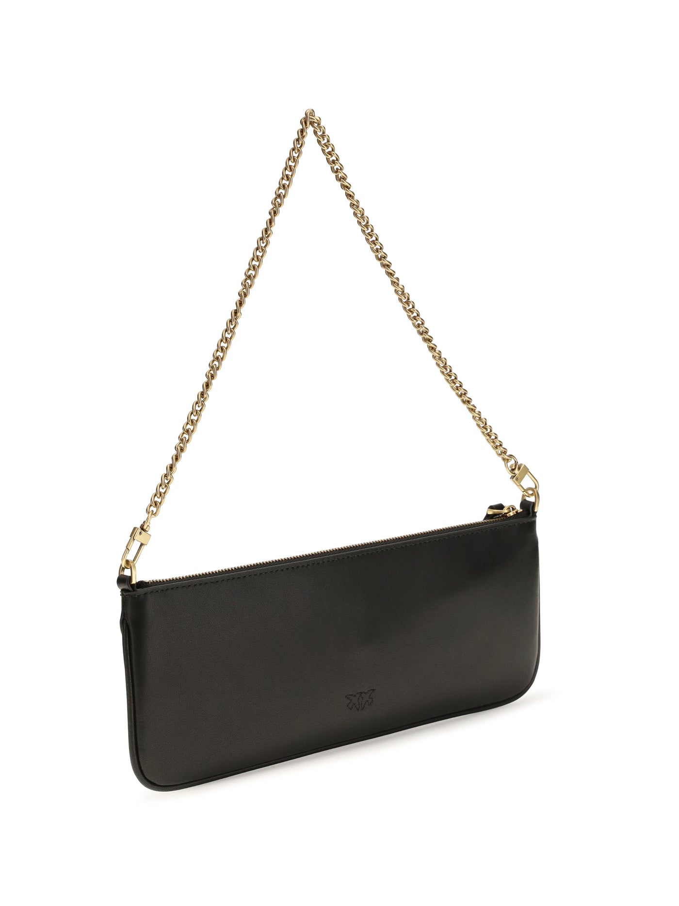Pinko Horizontal Flat Clutch — Black Calf Leather (bos Taurus)