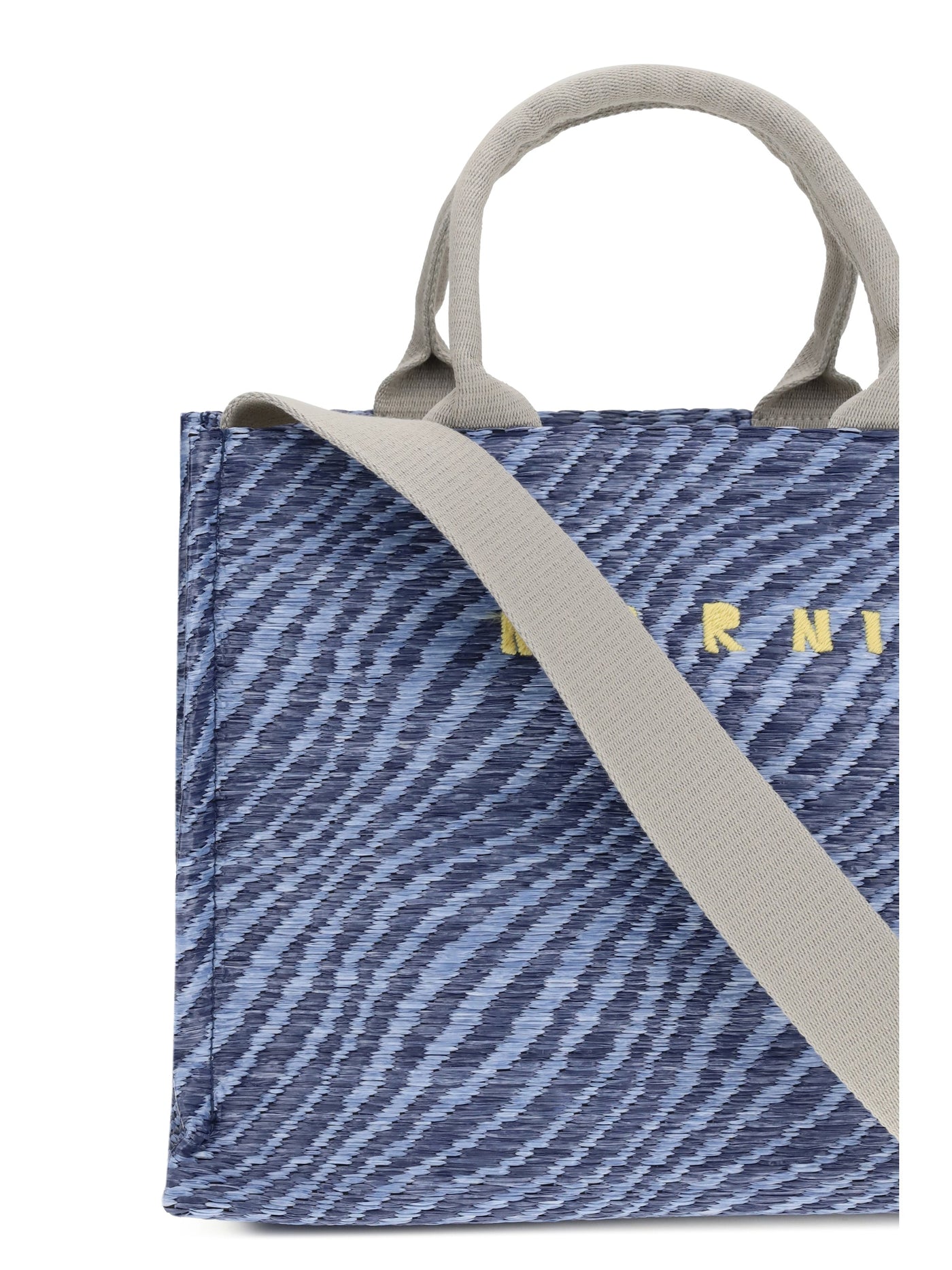Marni Zebra-Pattern Jacquard Fabric Tote Bag — Blue