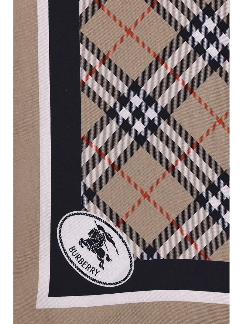Burberry Silk Check Scarf — Beige Scarfs