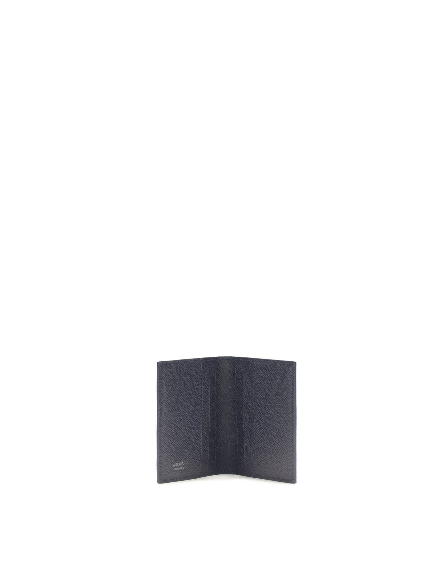 Ferragamo Gancini Card Case — Navy Calf Leather Cases