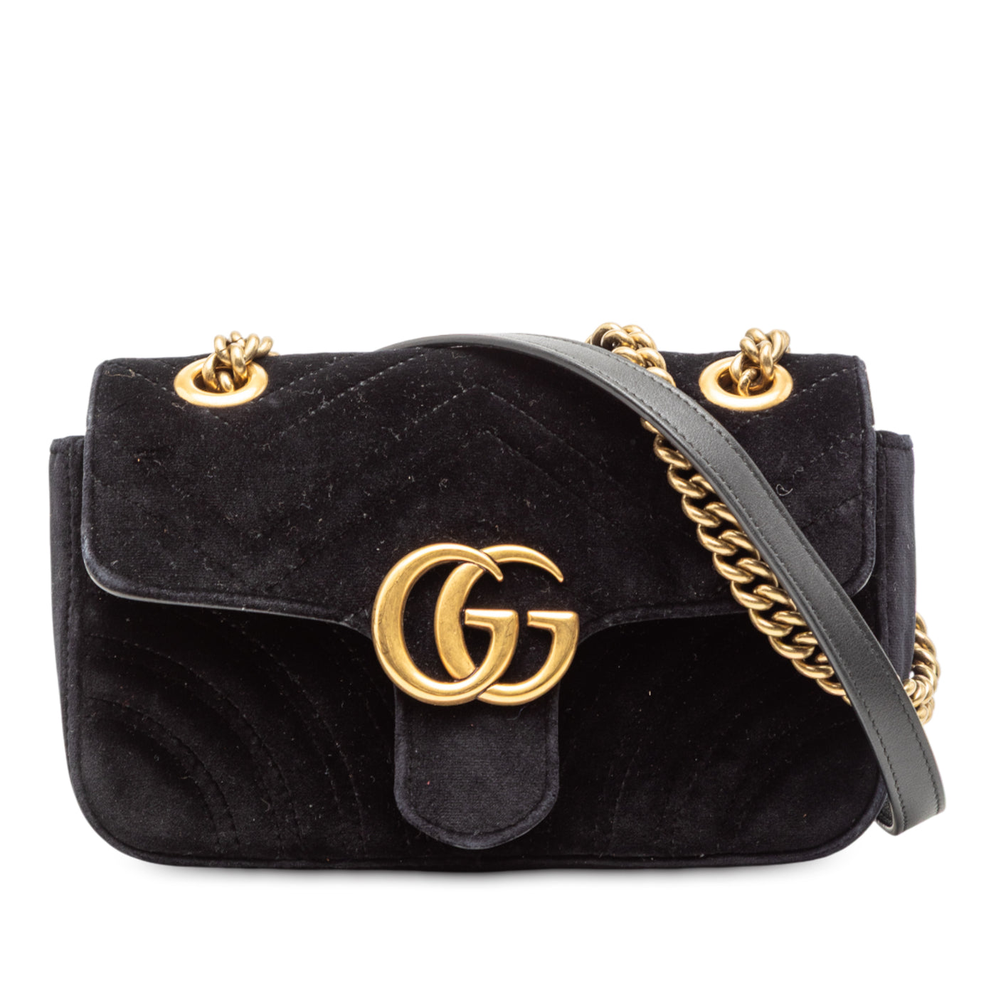 Small GG Marmont Matelasse Velvet Shoulder Bag - Image 1