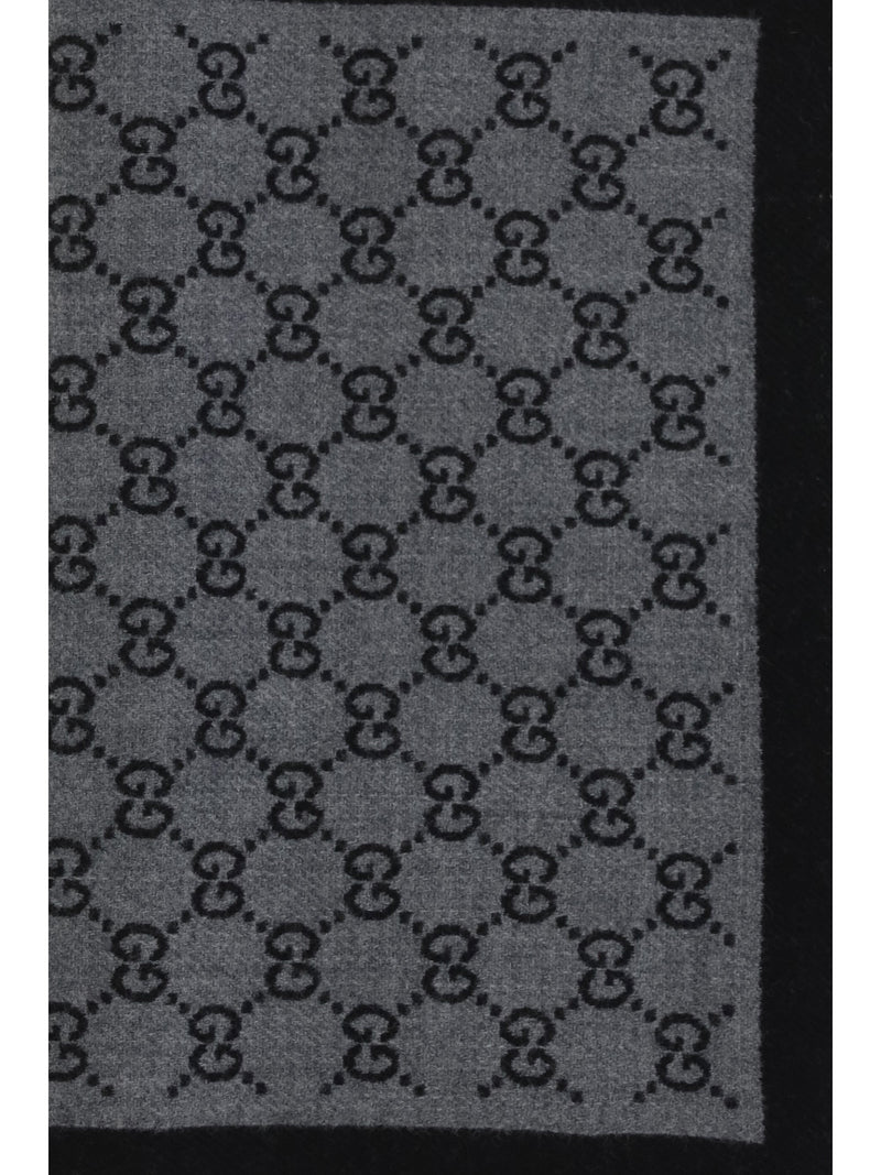 Gucci Gg Jacquard Wool Scarf — Gray Merino Ovis Aries Scarfs