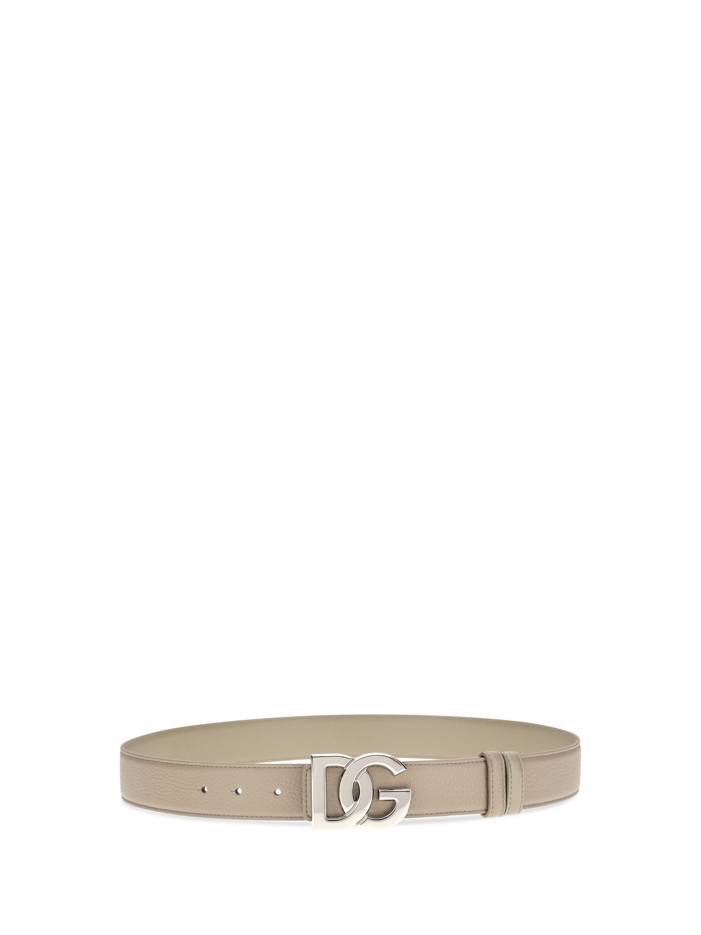 Dolce & Gabbana Interlocking Dg Buckle Calfskin Belt — Taupe Calf Leather
