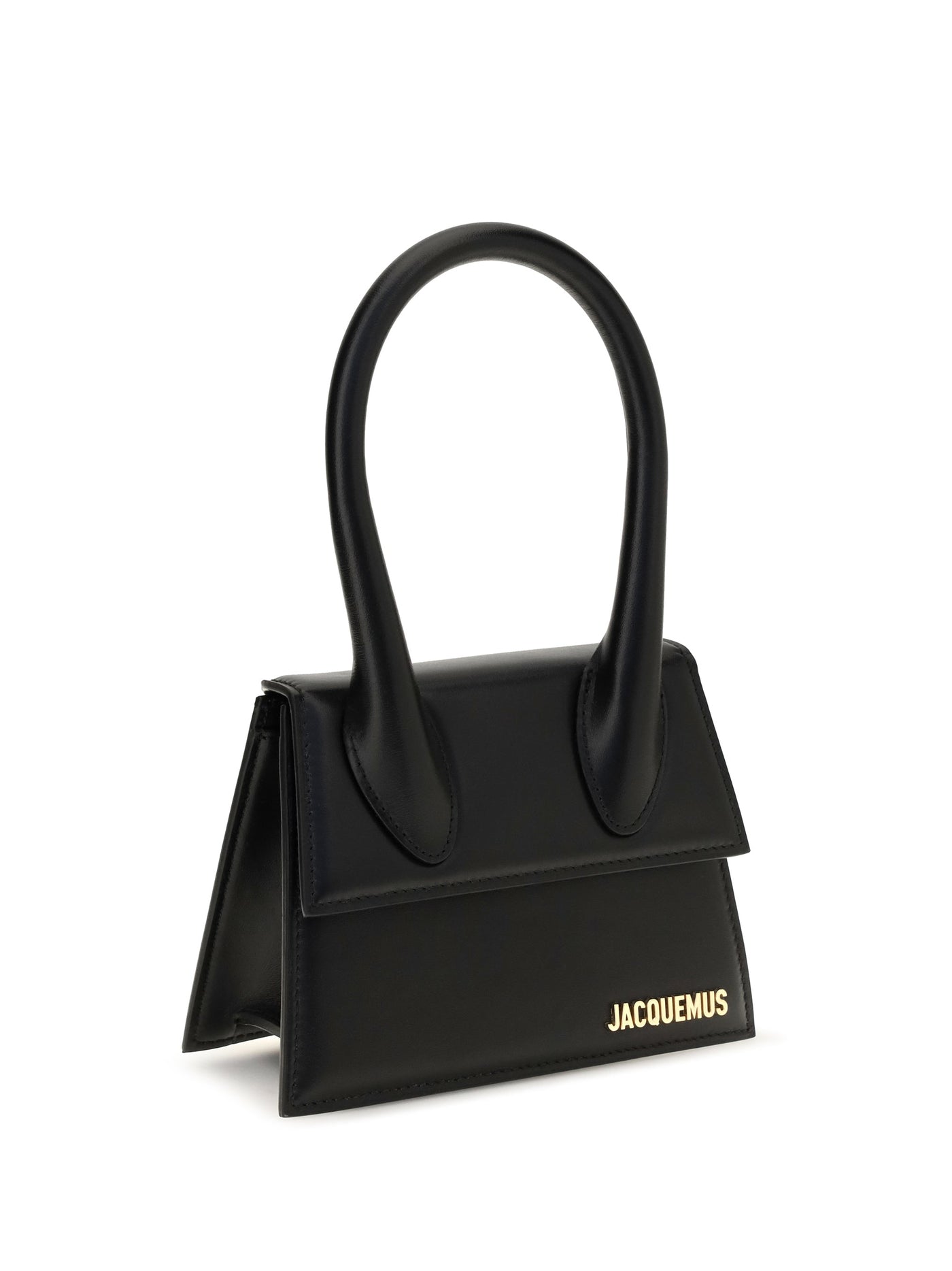 Jacquemus Sculpted Calf Leather Top Handle Bag — Black