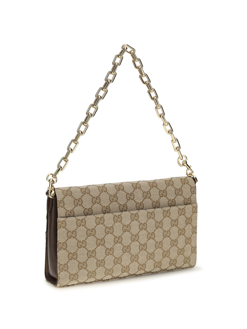 Gucci Horsebit Ristretto Shoulder Bag — Beige Fabric