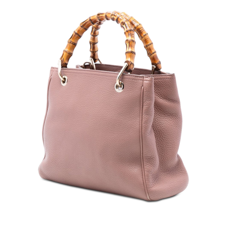 Small Calfskin Bamboo Shopper Satchel - Image 2