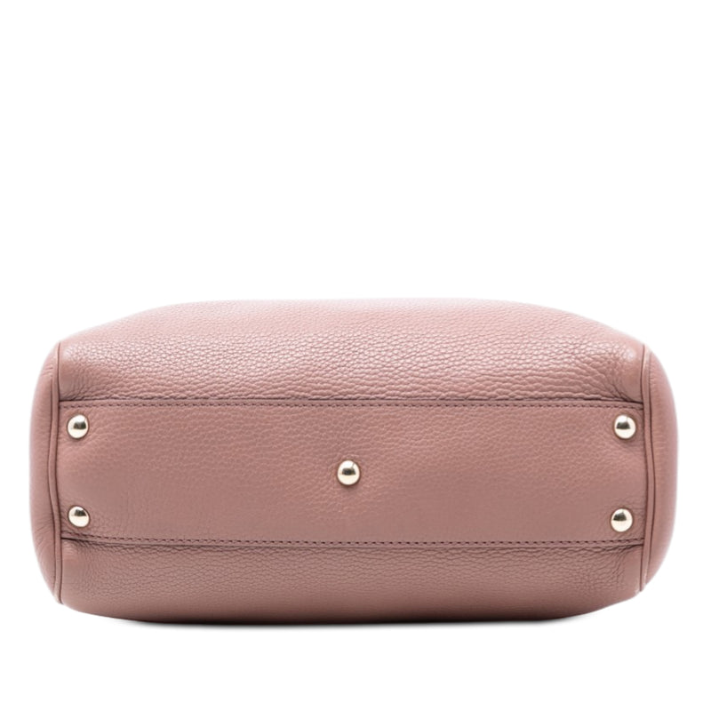 Small Calfskin Bamboo Shopper Satchel - Image 3
