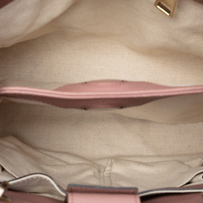 Small Calfskin Bamboo Shopper Satchel - Image 4