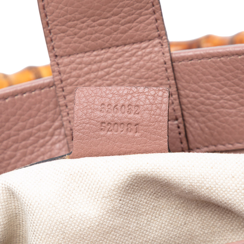 Small Calfskin Bamboo Shopper Satchel - Image 5