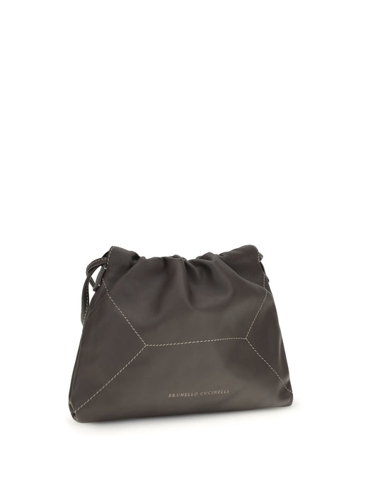 Brunello Cucinelli Calf Leather Shoulder Bag — Brown