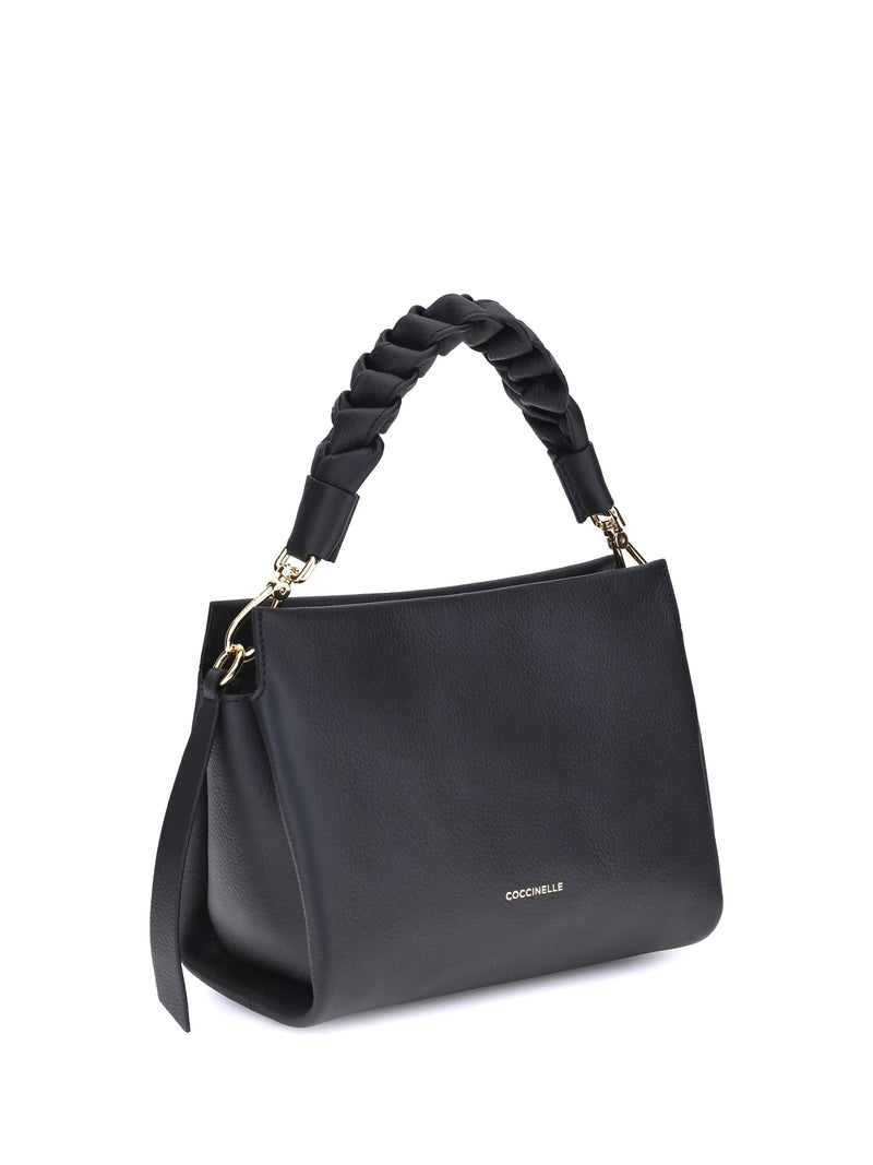 Coccinelle Shoulder Bag — Black Calf Leather Bos Taurus