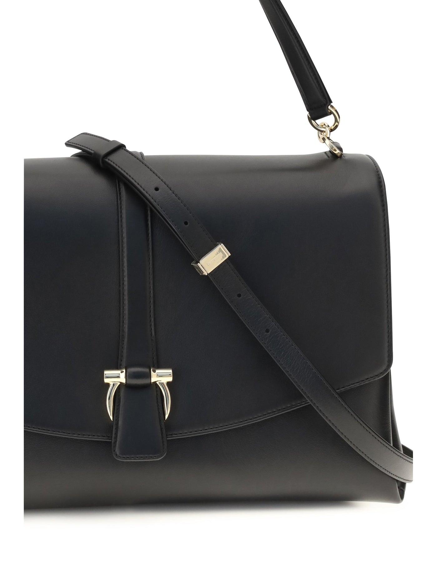 Ferragamo Mia Shoulder Bag — Black Calf Leather