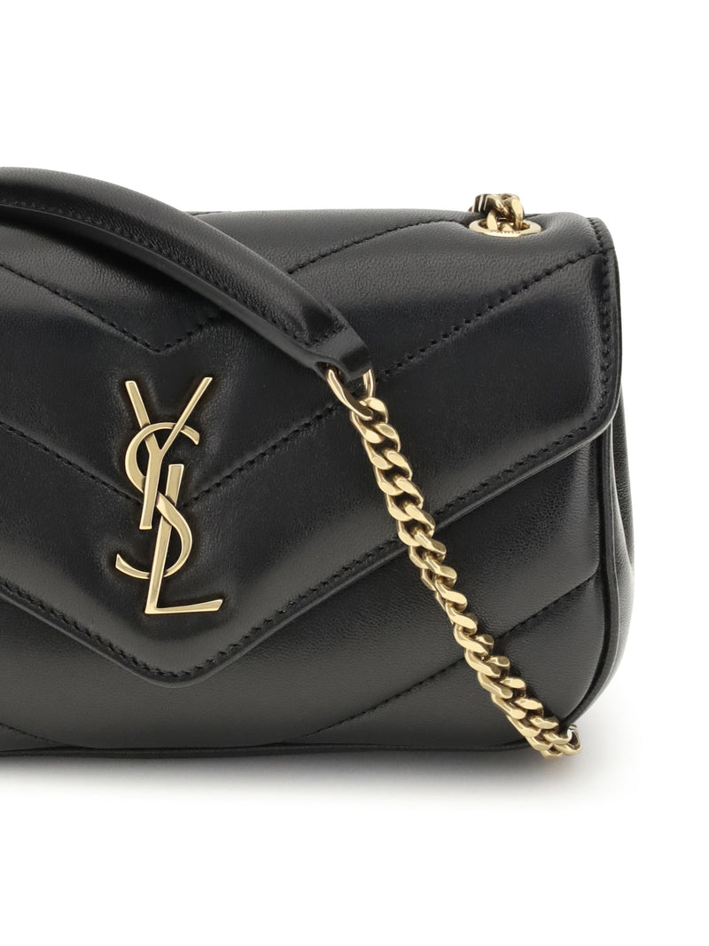 Saint Laurent Lou Mini Shoulder Bag — Black Lamb Ovis Aries