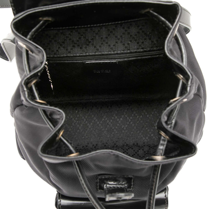 Nylon and Patent Bamboo Drawstring Backpack - Image 4