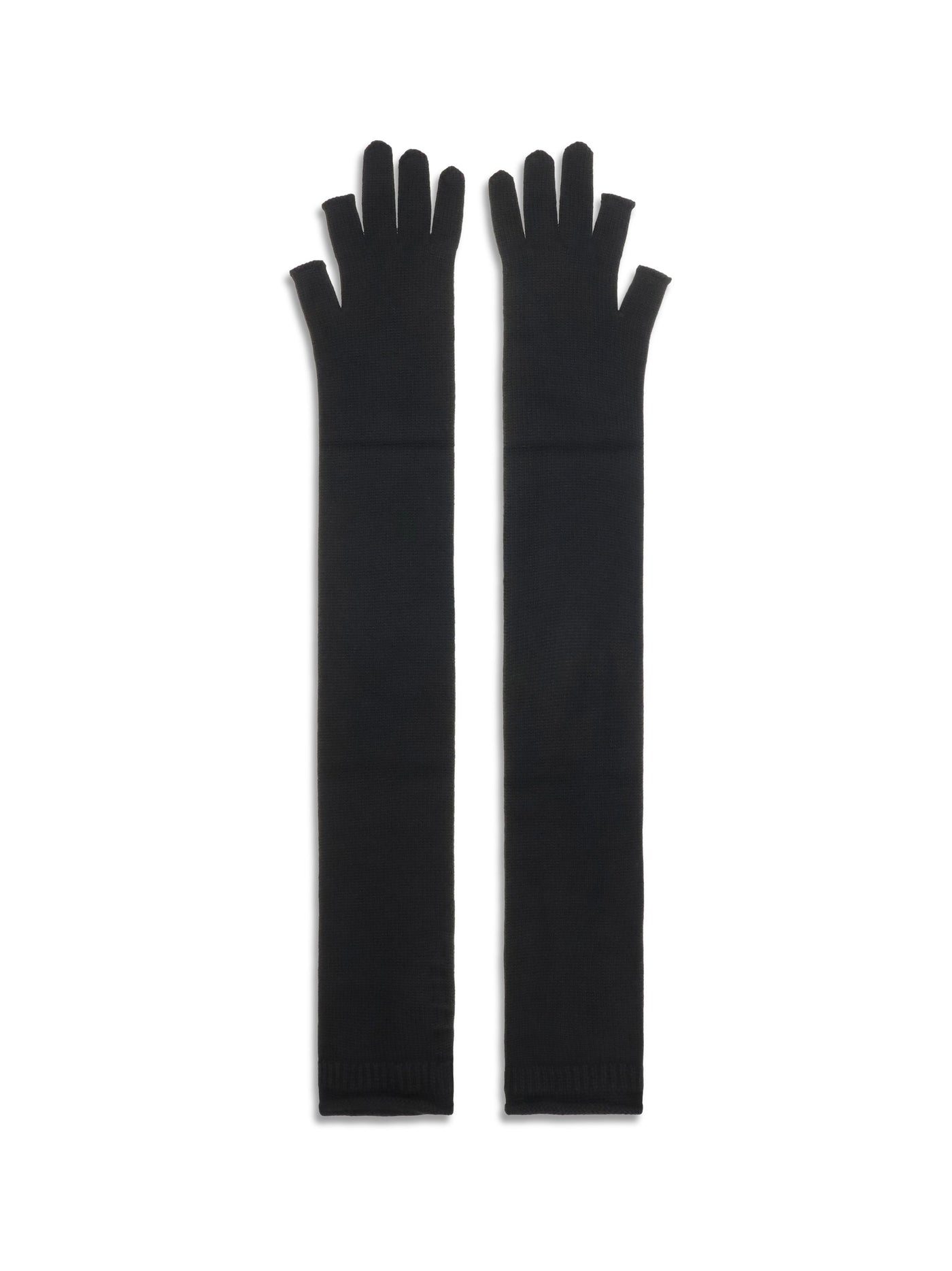 Rick Owens Long Ribbed Knit Gloves — Black Wool