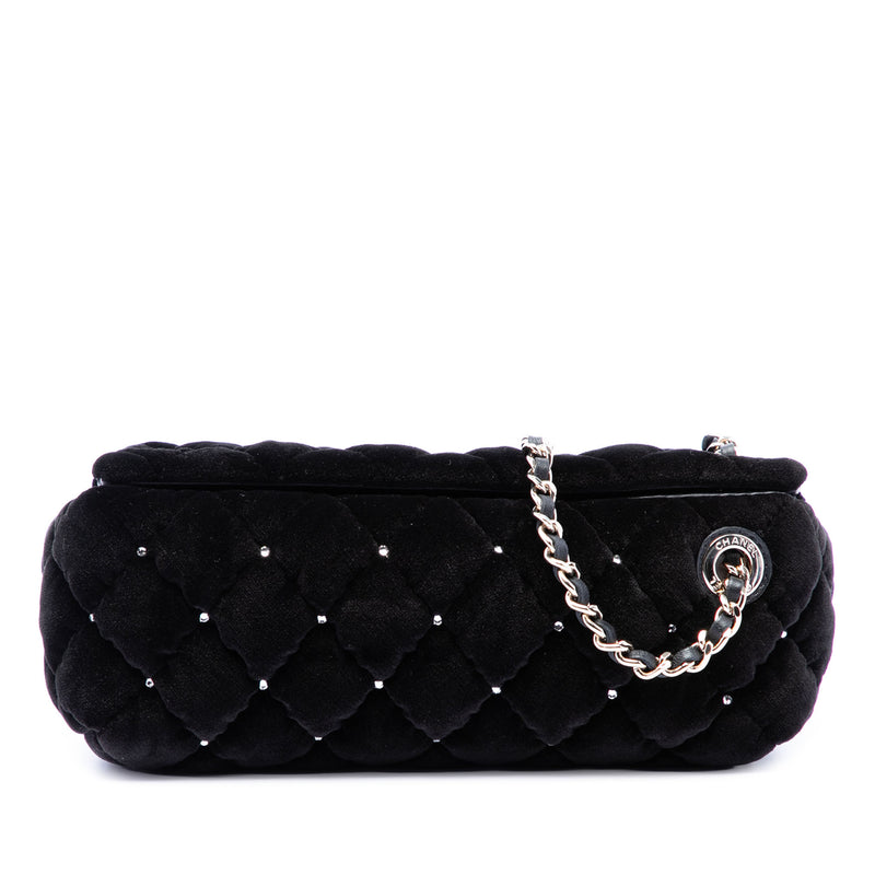 CC Quilted Velvet Crystal Wristlet Clutch