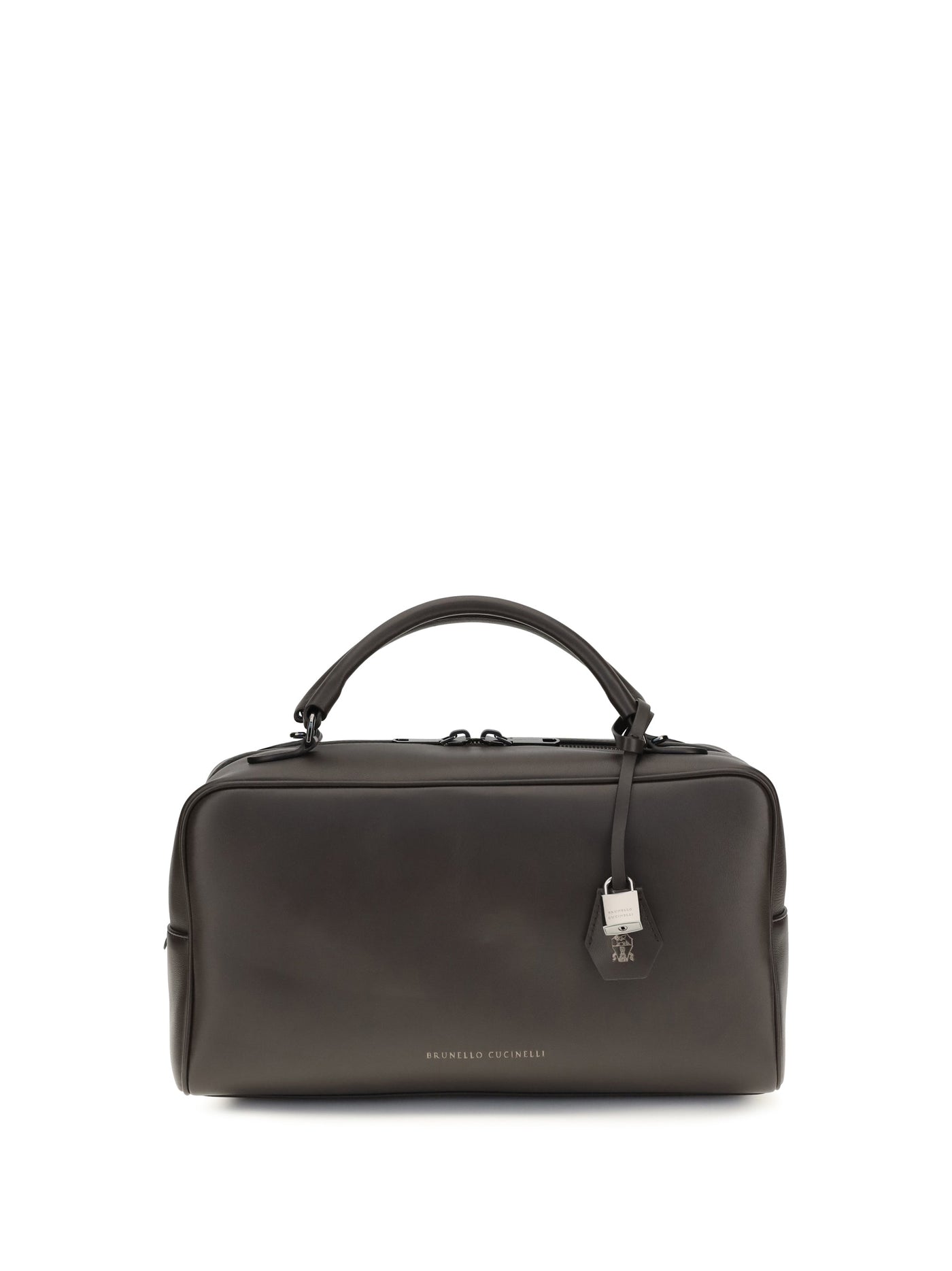 Brunello Cucinelli Boston Explorer Shoulder Bag — Brown Calf Leather Bos Taurus