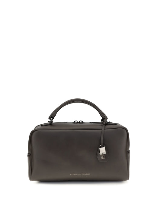 Brunello Cucinelli Boston Explorer Shoulder Bag — Brown Calf Leather Bos Taurus
