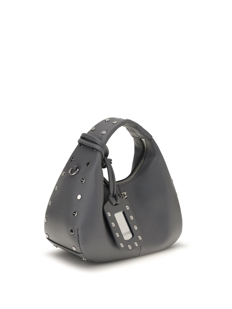Ganni Studded Hobo Bag — Gray