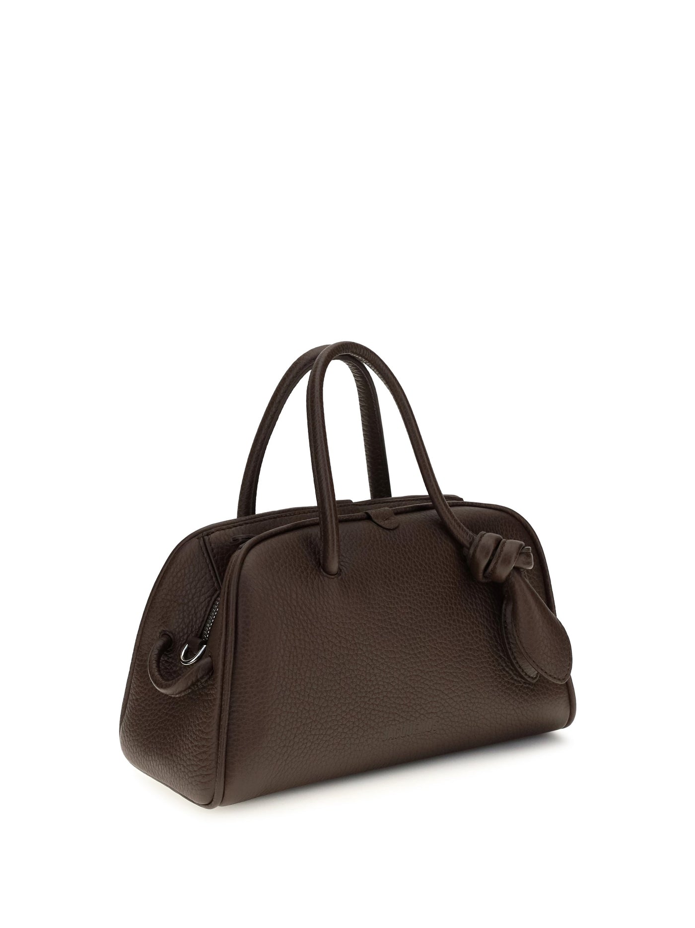 Jacquemus Pebbled Calf Leather Top Handle Bag — Brown