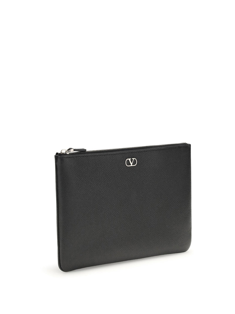Valentino Garavani Leather Vlogo Card Case — Black Calf Bos Taurus Cases