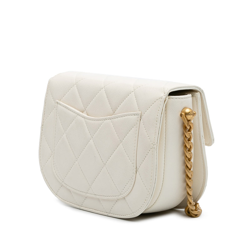 CC Quilted Lambskin Round Moon Messenger Flap - Image 2