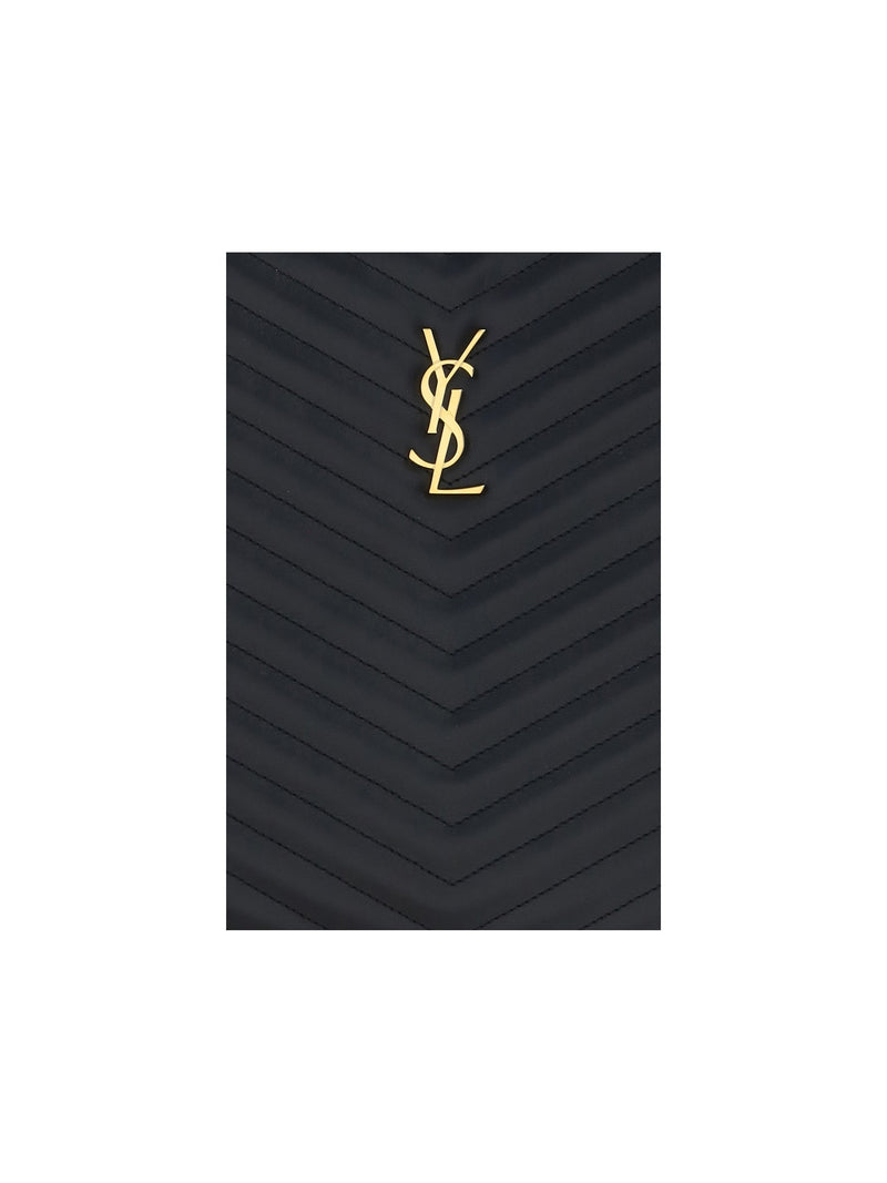 Saint Laurent Matelassé Leather Clutch — Black Calf Bos Taurus Wallet