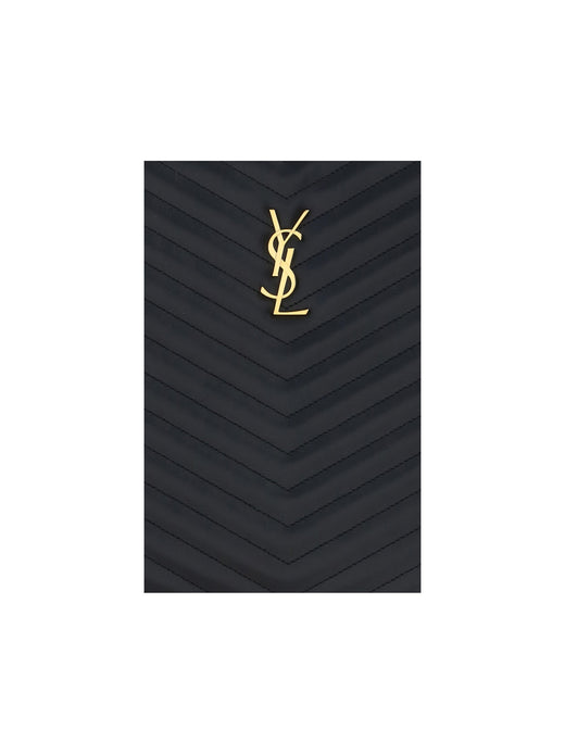 Saint Laurent Matelassé Calf Leather Clutch — Black