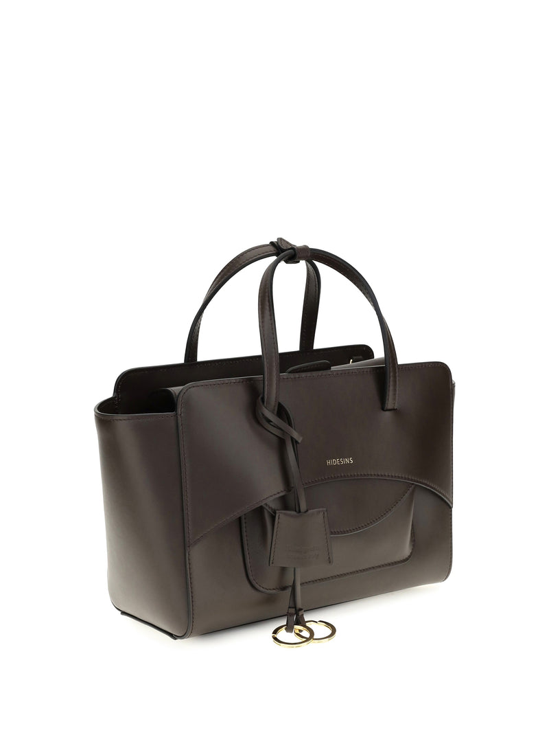 Hidesins Structured Calf Leather Top Handle Bag — Brown Bos Taurus