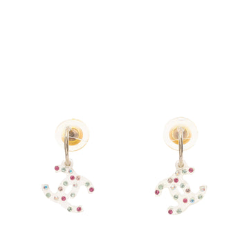 CC Gold Plated Strass Acrylic Drop Push Back Earrings - Image 1