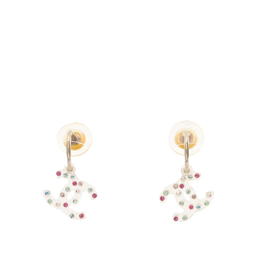 CC Gold Plated Strass Acrylic Drop Push Back Earrings - Image 1