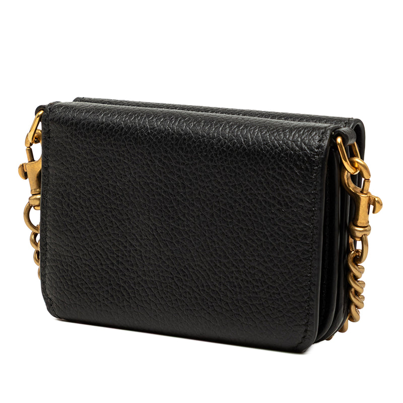 Mini Grained Calfskin Logo Cash Wallet On Chain - Image 2