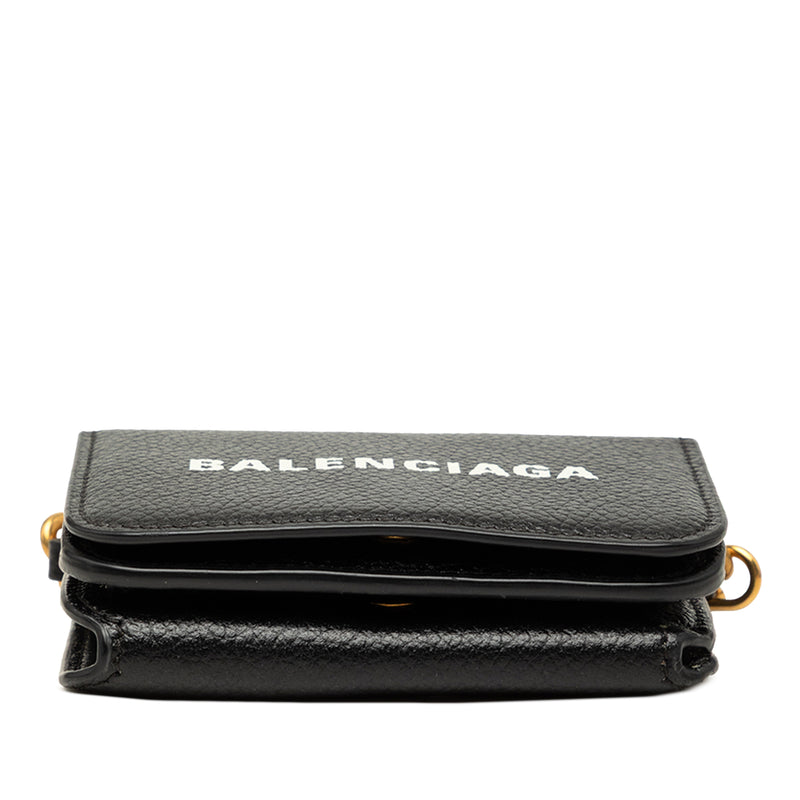 Mini Grained Calfskin Logo Cash Wallet On Chain - Image 3
