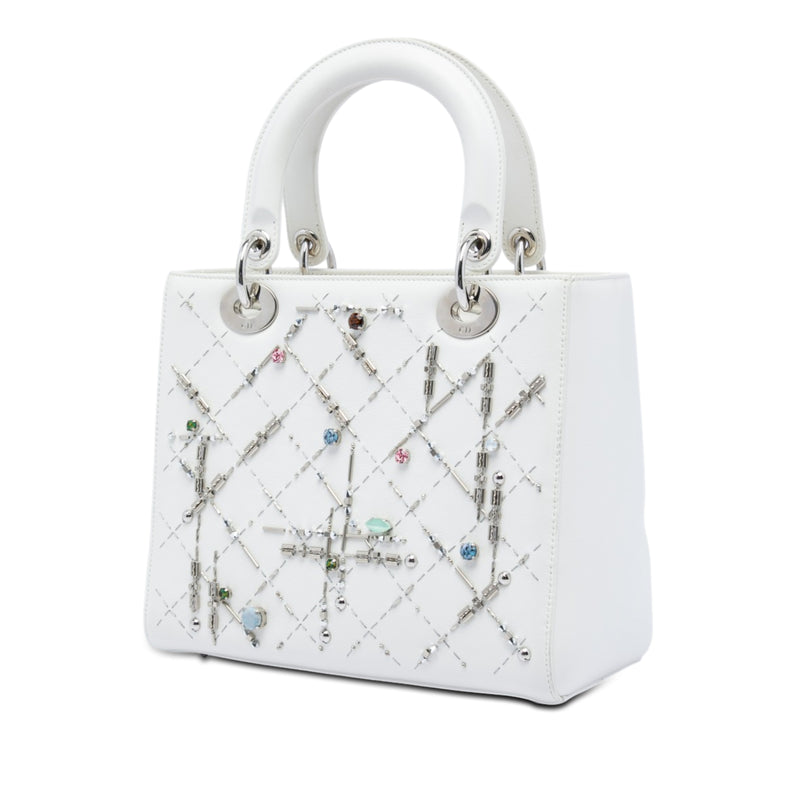 Medium Calfskin Beads And Rhinestone Embellished Lady Dior - Image 2