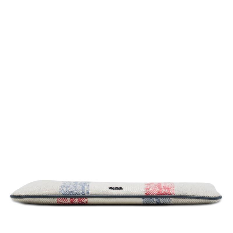Tricolor Oblique Canvas Stripe Zip Pouch - Image 3