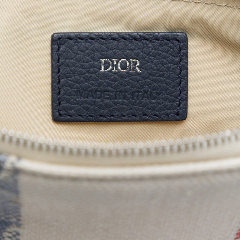 Tricolor Oblique Canvas Stripe Zip Pouch - Image 5